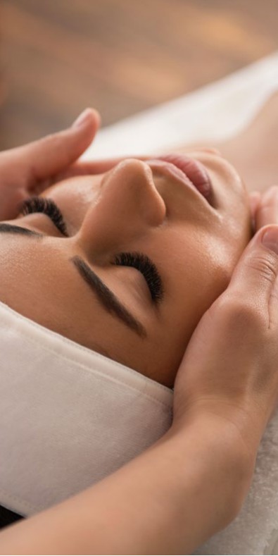 Facial treatment at a wellness spa